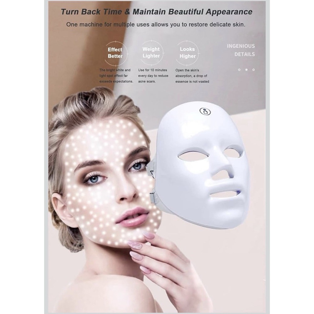 NEW Facial Beauty Mask 7 Color Light Therapy Skin Care Firming, Acne & Collagen - Picture 6 of 11
